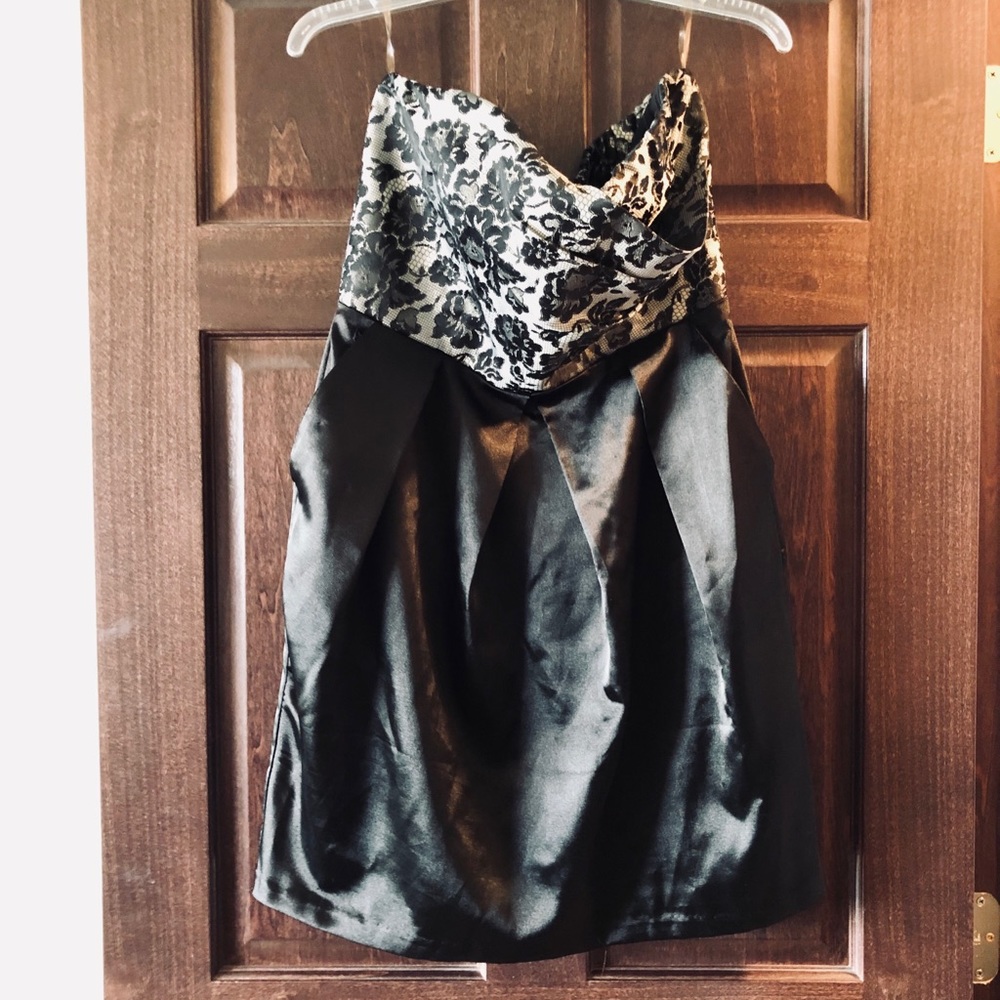 Studio Y black & silver strapless dress with lace